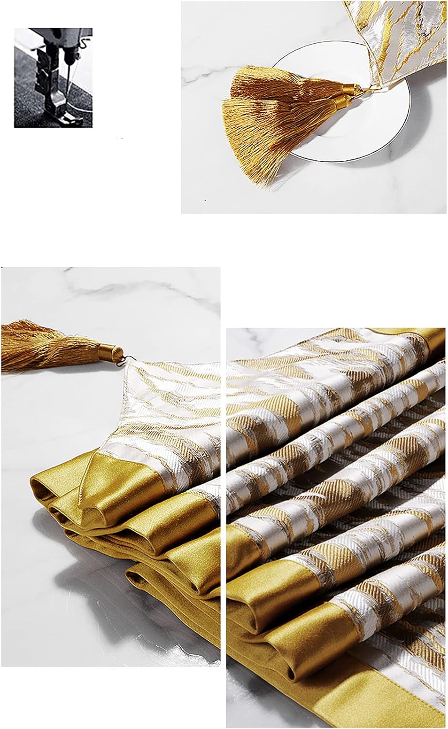 Multi-size jacquard luxury golden table runner, 45 x 230 cm inches, suitable for party holidays, birthdays, weddings, baby shower decorations, and also suitable for dining(Size:40230CM,Color:yellow)