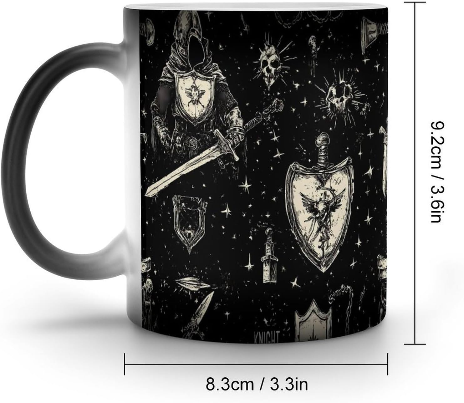 Dark Knights Swords Shields Color Changing Mug Heated Ceramic Cup Heat Sensitive Coffee Mug Fun Gift