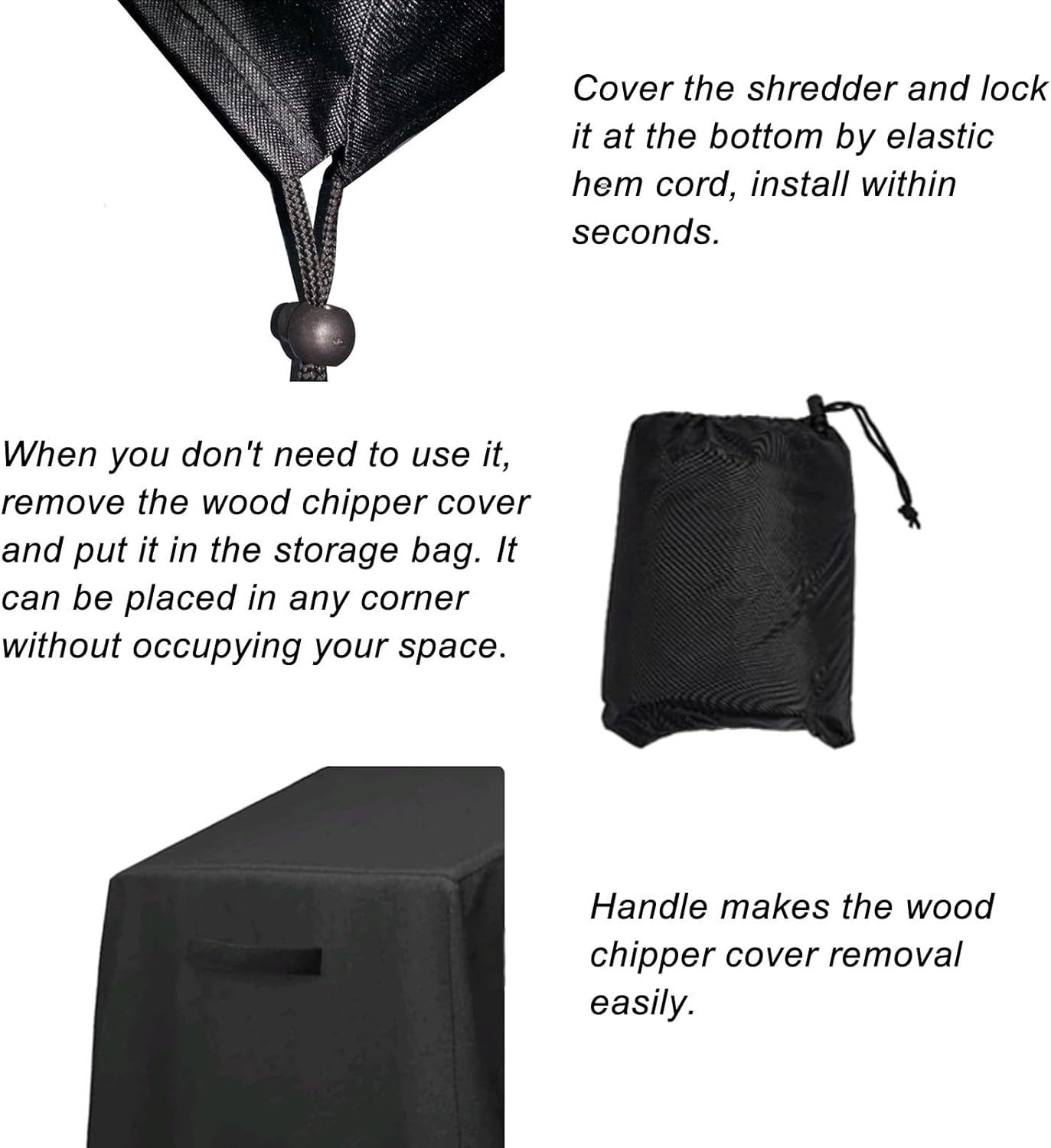 Oversized Universal Outdoor Waterproof Protector Cover for Wood Chipper, Shredder, Leaf Mulcher and Mower, Black 210D Heavy Duty Oxford Fabric, with Storage Bag(33x43in)