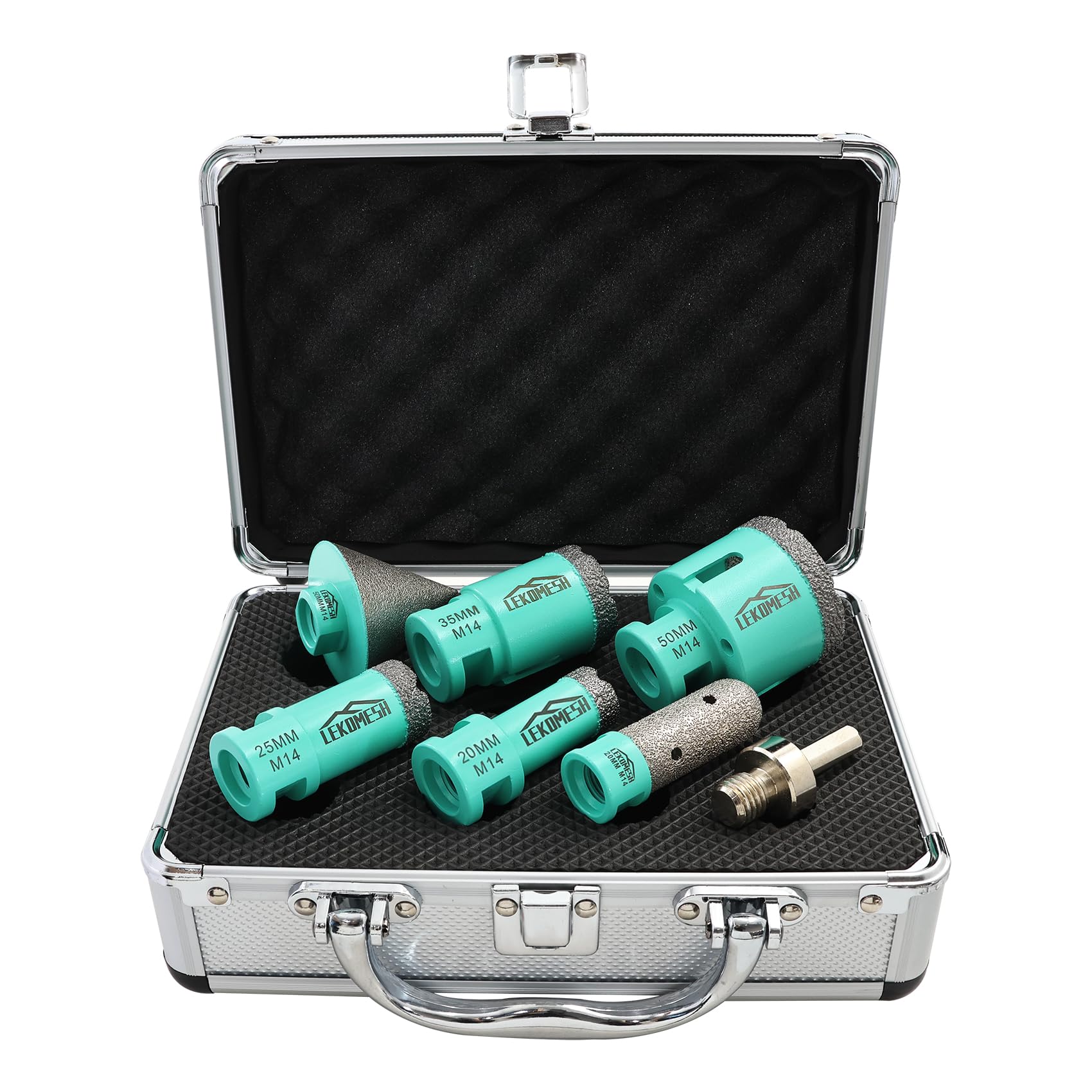 Set Punte Diamantate Per Piastrelle E Gres - 10 Pezzi Con Fraise Per Smusso | 6-68mm, Con Adattatore - Foto 6