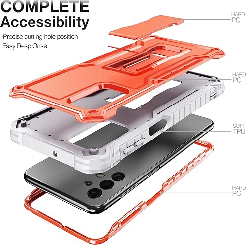 Miniatura 10 de FITO Funda para Samsung Galaxy A32 5G, doble capa a prueba de golpes resistente para teléfono Samsung A32 5G con protector de pantalla, soporte