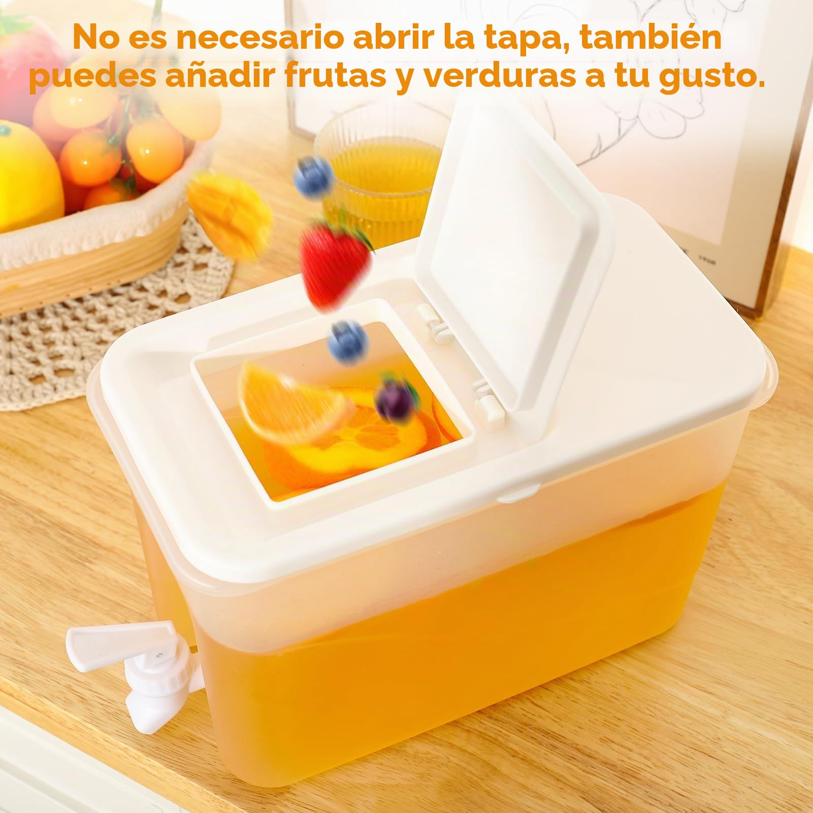 Zuimei Dispensador de bebidas de 4 litros con grifo, dispensador de agua para bebidas para nevera con espiga a prueba de fugas, dispensador de bebidas frías de plástico para bebidas de fiesta, jugo,