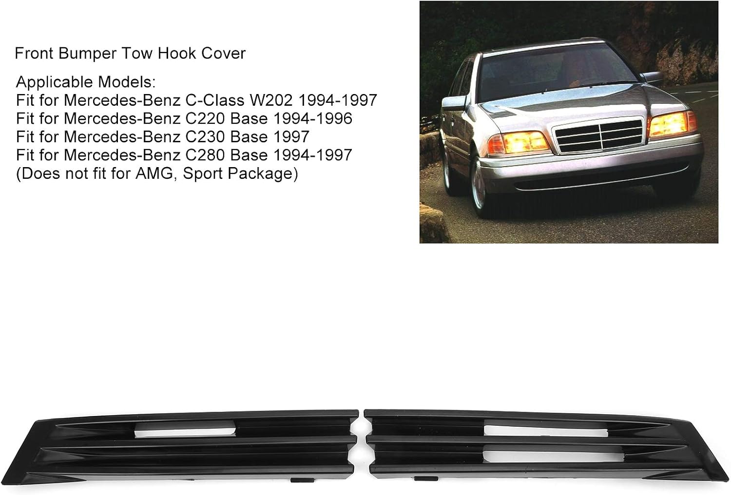 Front Bumper Tow Hook Covers Fit for ? OEM 2028800105 2028800405 1 Pair Both Left and Right Front Bumper Tow Hook Covers