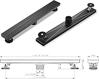 Vista 6 de Drenaje de ducha lineal de 24 pulgadas, drenaje rectangular negro de acero inoxidable 304, drenaje lineal de piso de drenaje rápido de 51 lmin