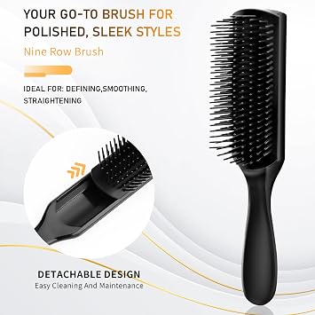DUAIU 5Pcs Hair Brush Set with 4Pcs Makeup Sponge for Women, Beauty Essential Paddle Brush Tools and Blending Sponge