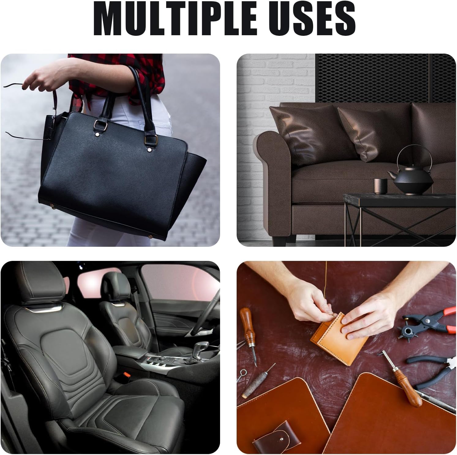 Faux Leather Fabric,54"x72" Thick Durable Synthetic Upholstery Leather Vinyl, Soft Smooth Waterproof, Durable,Replacement Renovate for Wallets, DIY Projects, Furniture, Car Seat 2 Yards-Black