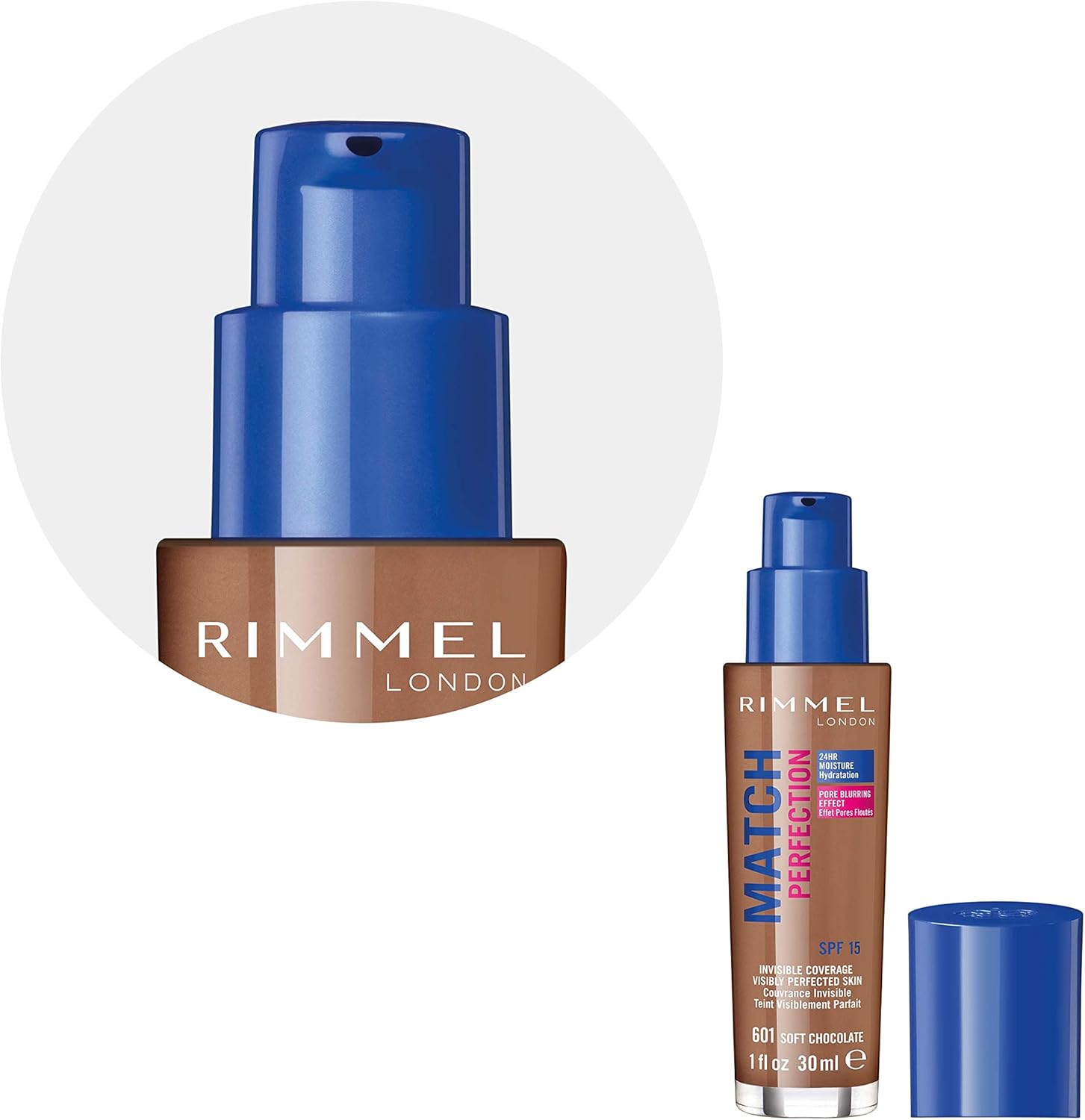 Rimmel Match Perfection Foundation 601 Soft Chocolate, Medium Coverage, 24hr Hydration, No Caking or Creasing, Lightweight - Image 4