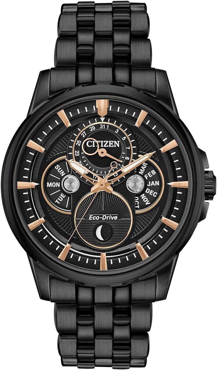 Reloj Calendrier Eco-Drive clásico para hombre, indicador de fase lunar, mes, día y fecha