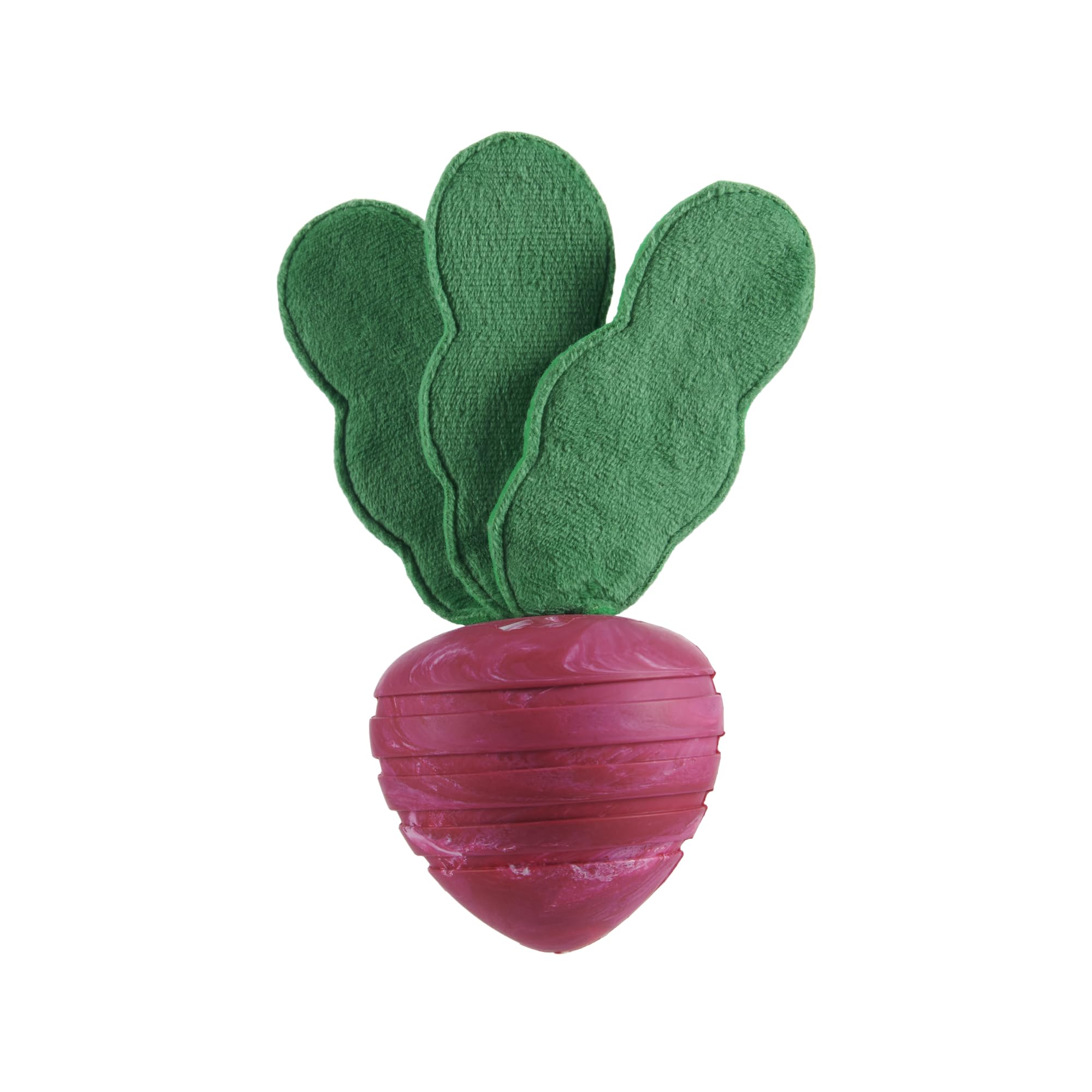 BARK Dog Toy Super Chewer Turnt Up Turnip Natural Rubber Toy for Dogs Peanut Butter Scented, Plush Leaves To Toss