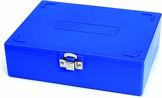 Heathrow Scientific HD15979A ABS Blue Sturdy Tall Slide Box, 208mm Width x 175mm Height x 60mm Depth, 100-Place