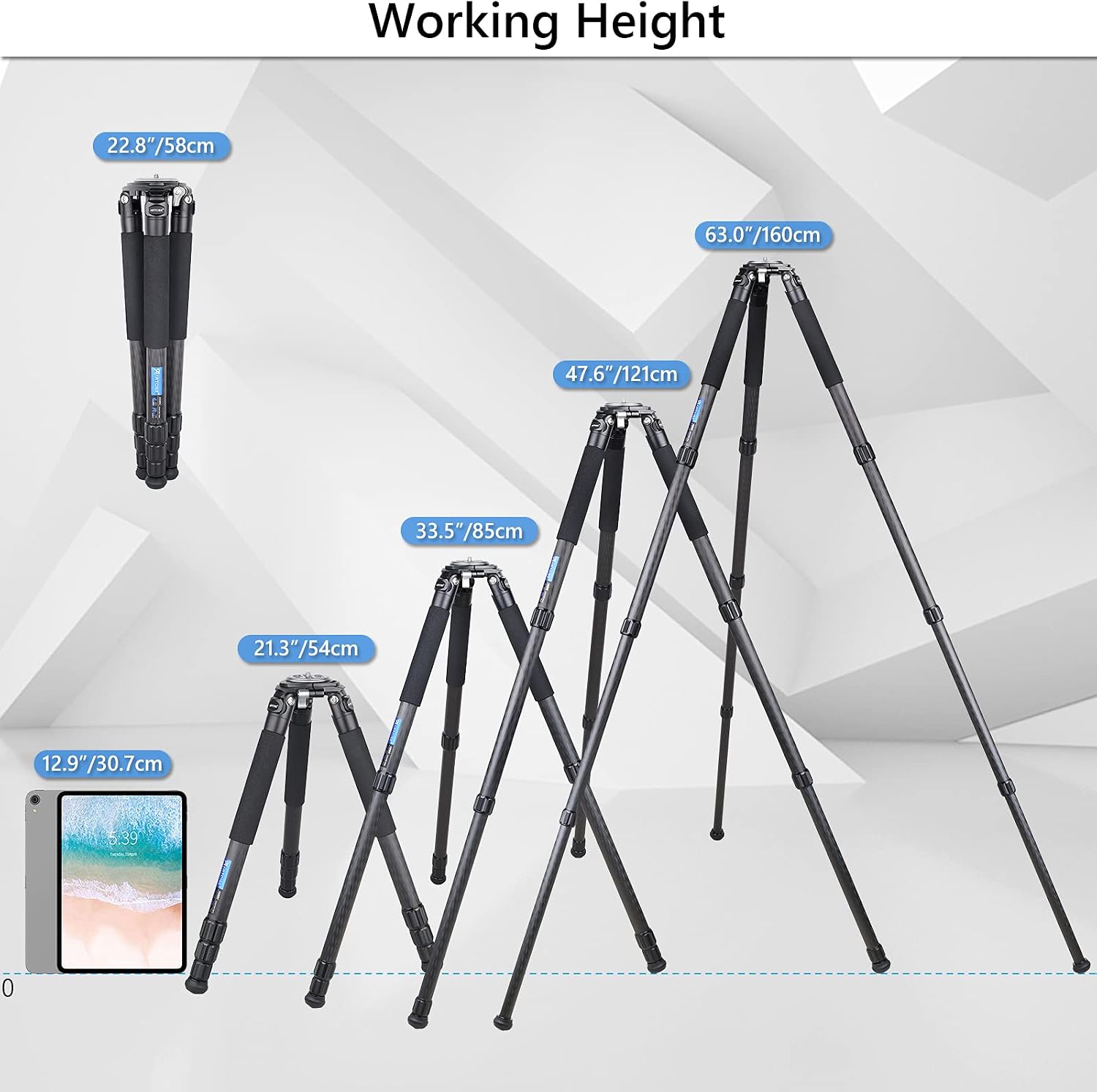 ARTCISE AS88C Carbon Fiber Tripod With 75mm Bowl and Adapter - Heavy Duty Camera Tripod, 10 Layers, 36mm Leg Tube, Max Load 77Lbs/35kg (Small Size AS90C)