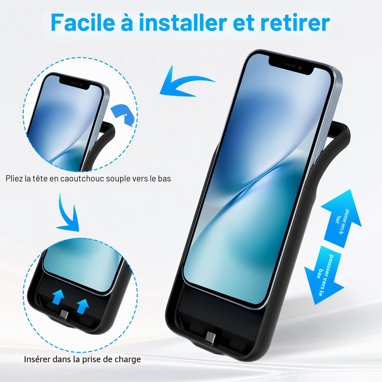 Coque de Protection pour iPhone 11 (6,1"), 8500 mAh, Chargeur Portable Ultra Fin, Batterie Étendue, Chargeur de Téléphone et Coque de Protection avec Fonction de Charge pour iPhone 11, Noir