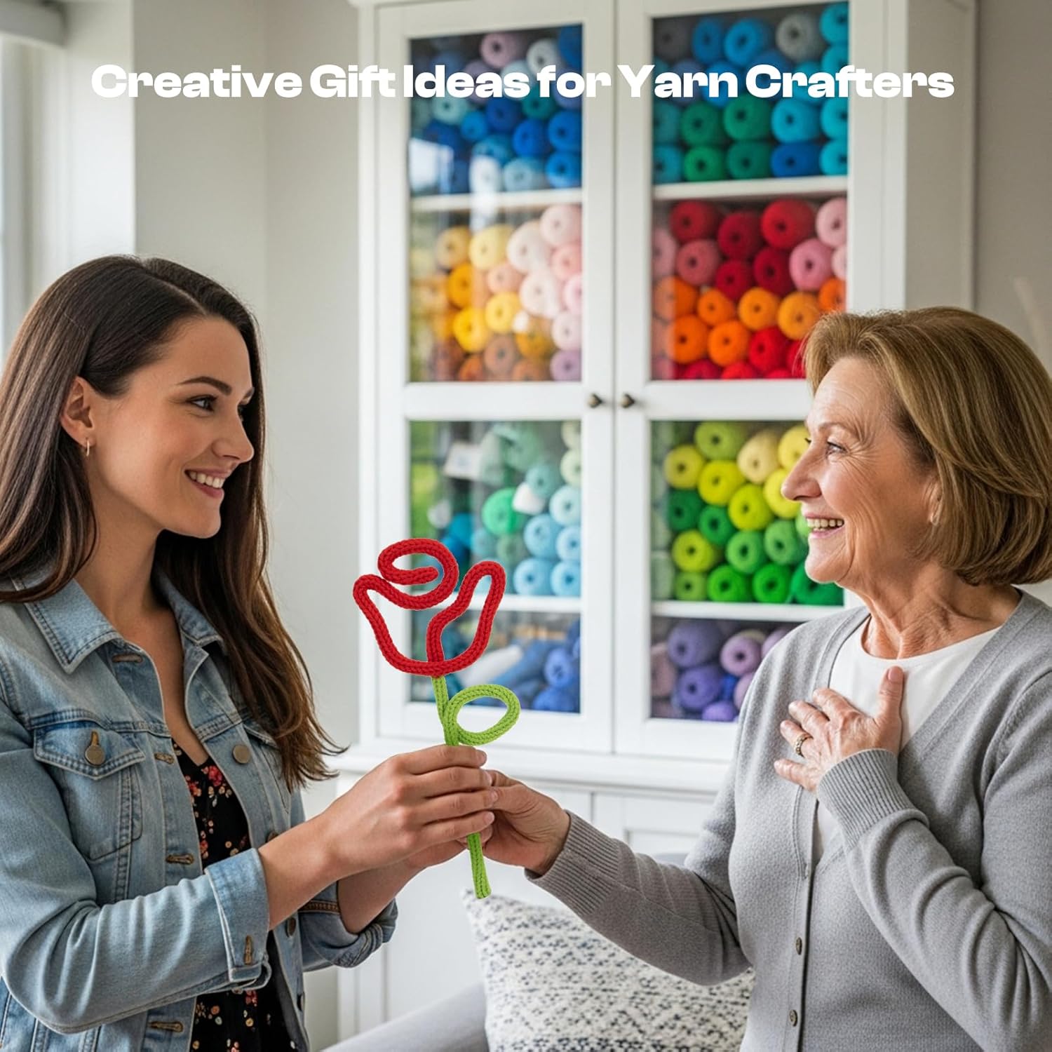 Caydo i Cord Flower Making Kit with 20 Flowers & 4 Leaves Templates, 10pcs Yarn and 82ft Craft Wire Kits for Beginner, DIY Florals Handicraft Making Kit, Learn to Knitting iCord with i Cord Maker Tool