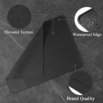YUHFERA Stove Top Cover for Electric Stove - Silicone Stove Mat for Glass Top, Glass Cooktop Protector, XL Dish Drying Mats For Kitchen,Oven Covers for Electric Stove (Black,30 x 21)