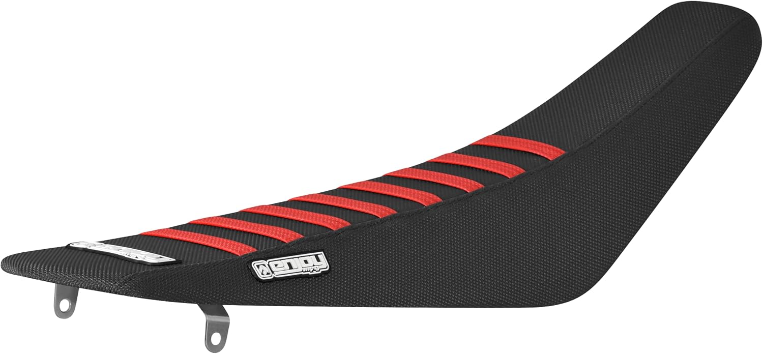 Enjoy Mfg Seat Cover - Compatible with Honda 2017-2020 CRF450 / CRF 450 / CRF450R - All Black/Red Ribs #155