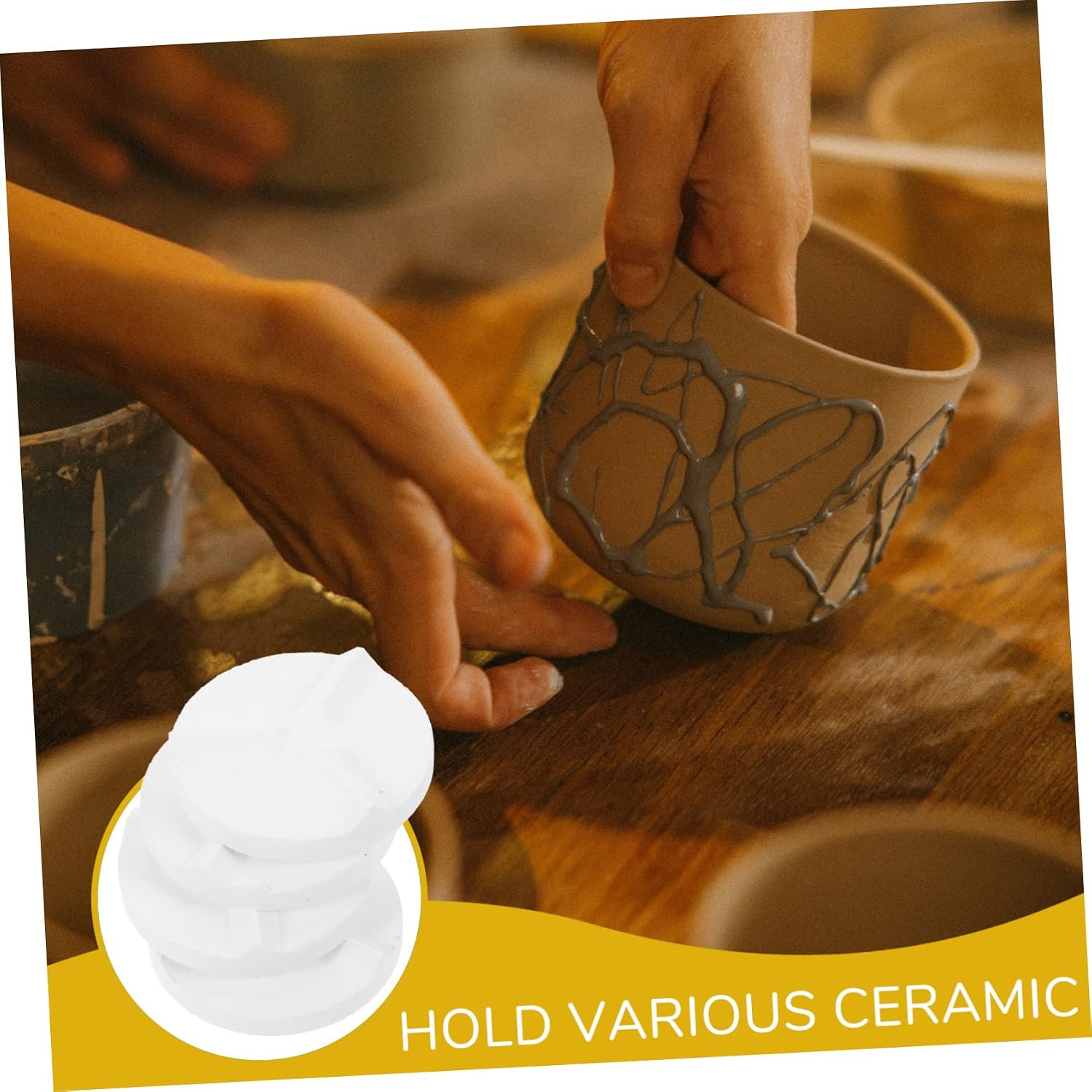 NUOBESTY 4 Pack Refractory Support Mat Ceramic Pottery Kiln Mat for Clay Work Pottery Firing Holder Ceramic Support Pad for DIY Clay Sculpting 2.16 X 2.16 X 0.59 in