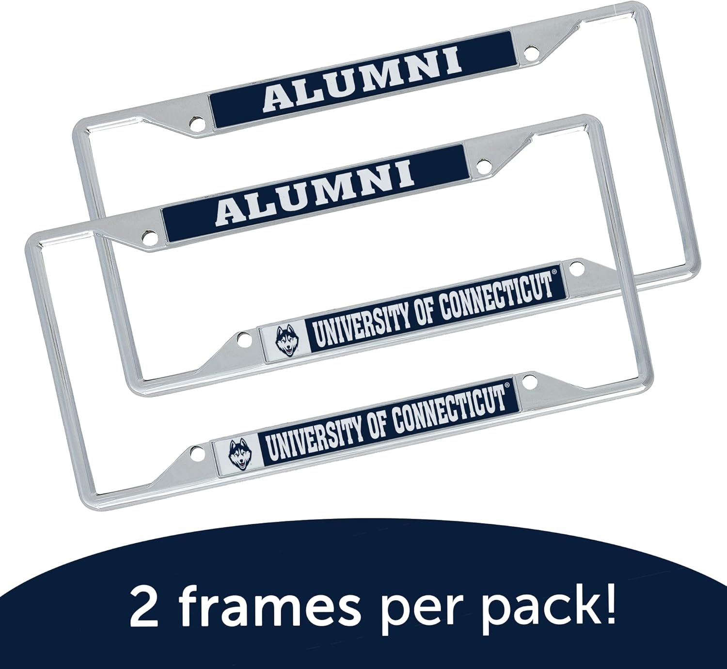 Desert Cactus University of Connecticut License Plate Frame UConn Car Tag Holder for Front or Back of Car Officially Licensed Metal (Alumni 2-Pack)