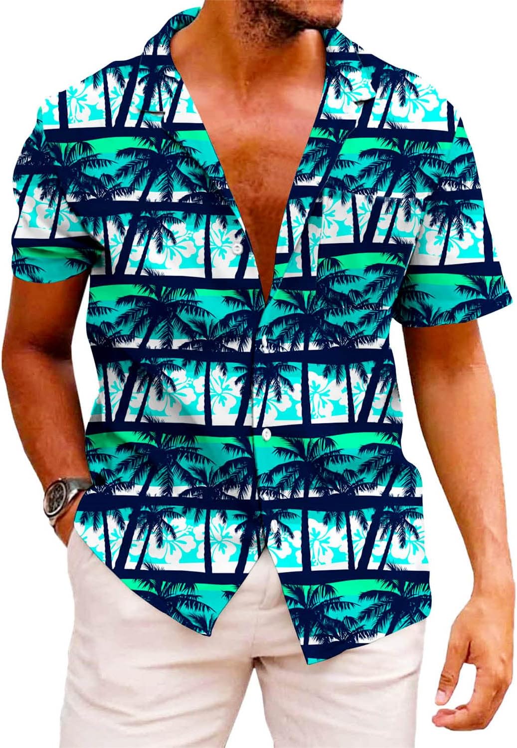 KYKU Funky Hawaiian Shirt for Men Palm Beach Shirts Tropical Vacation Clothes