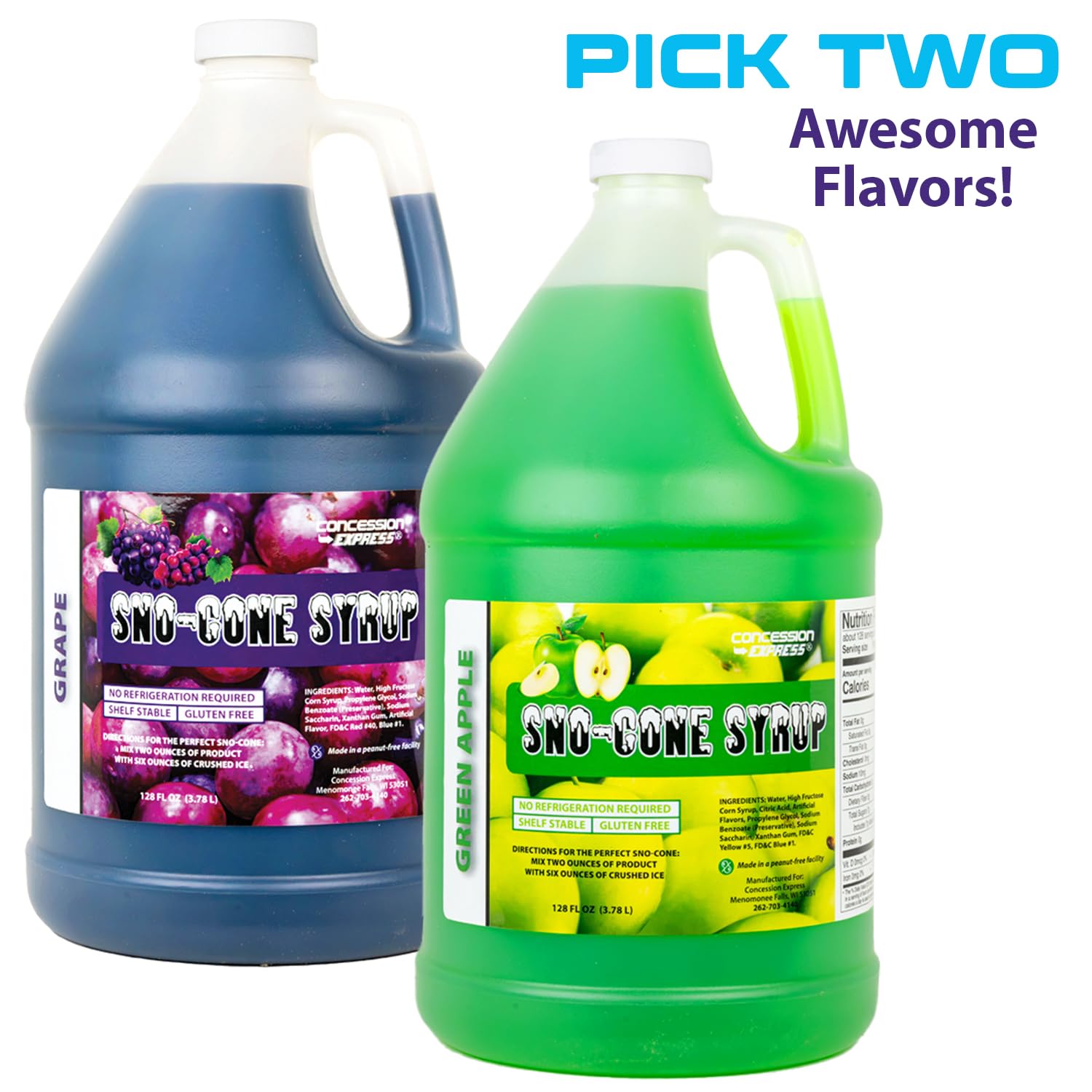 Mix & Match Sno-Cone Syrup 2/128oz Gallons