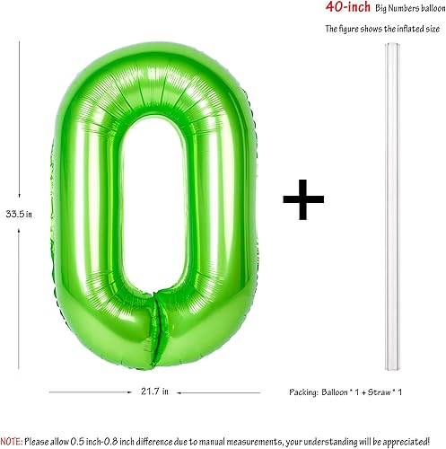 Miniatura 2 de 40 pulgadas verde números grandes decoraciones de fiesta de cumpleaños de helio papel de aluminio Mylar globo número grande digital 0