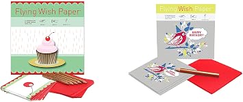 Flying Wish Paper Combo Pack Bundle - Birthday Cupcake Large Kit + Birthday Birdy Mini Kit, 2 x Sets