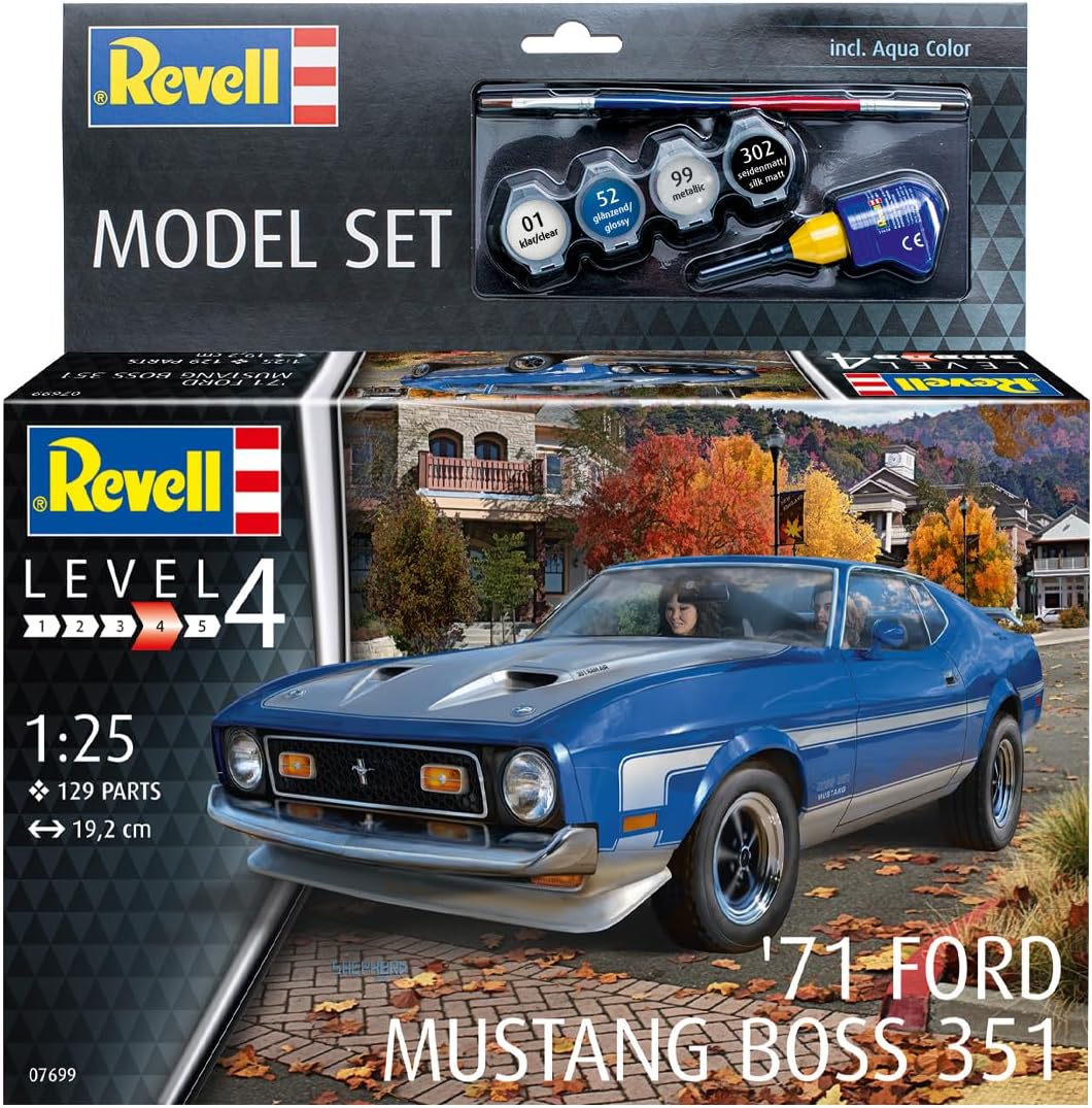 Revell RV67699 1:25-Model Set 71 Mustang Boss 351, Unpainted