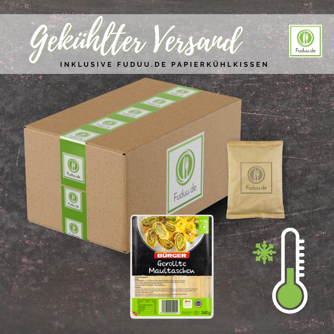 BÜRGER - Gerollte Maultaschen 6 x 340 g – Traditionell, herzhaft gefüllt, schwäbischer Genuss - vorgegart, gekühlt, ideal zum Kochen, Braten & Überbacken