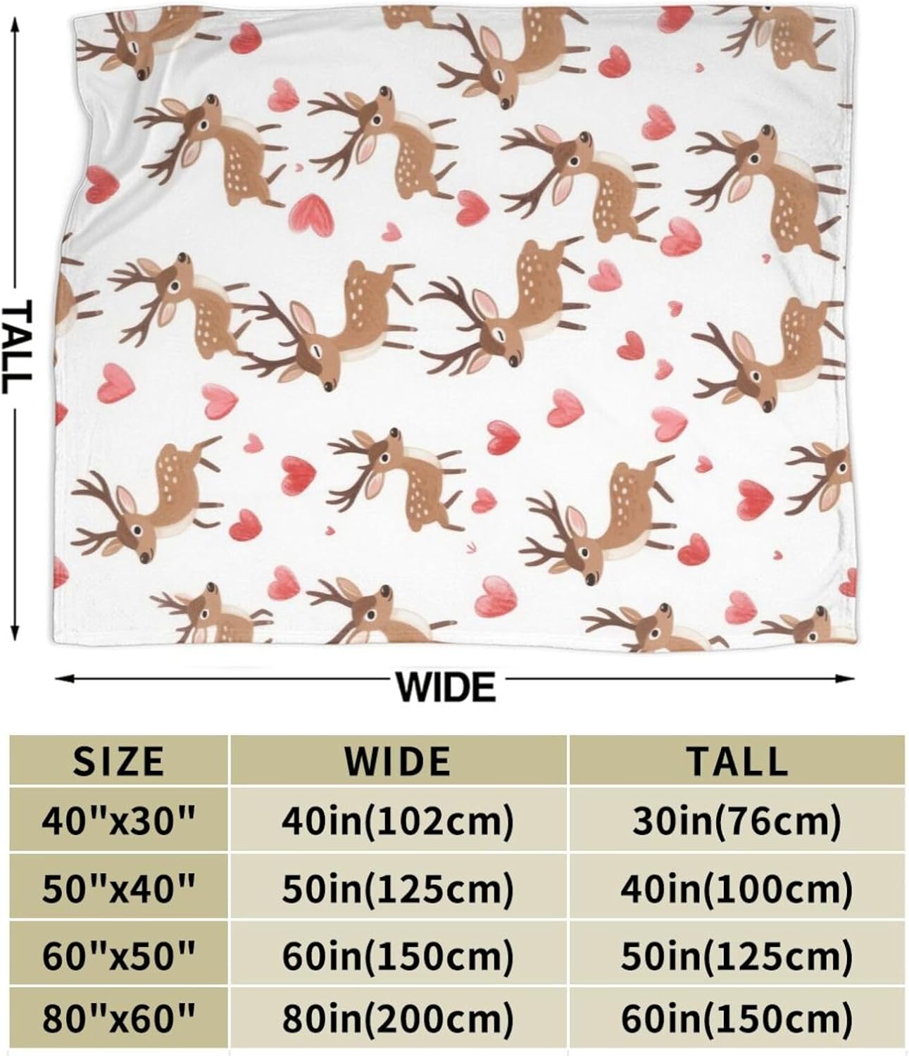 Deer Throw Blanket - Soft Plush Fleece Cabin Animal Bedding Blankets- Cozy Deer Stuff Gifts for Women Girls Kids Adults 40"X50" - Image 3