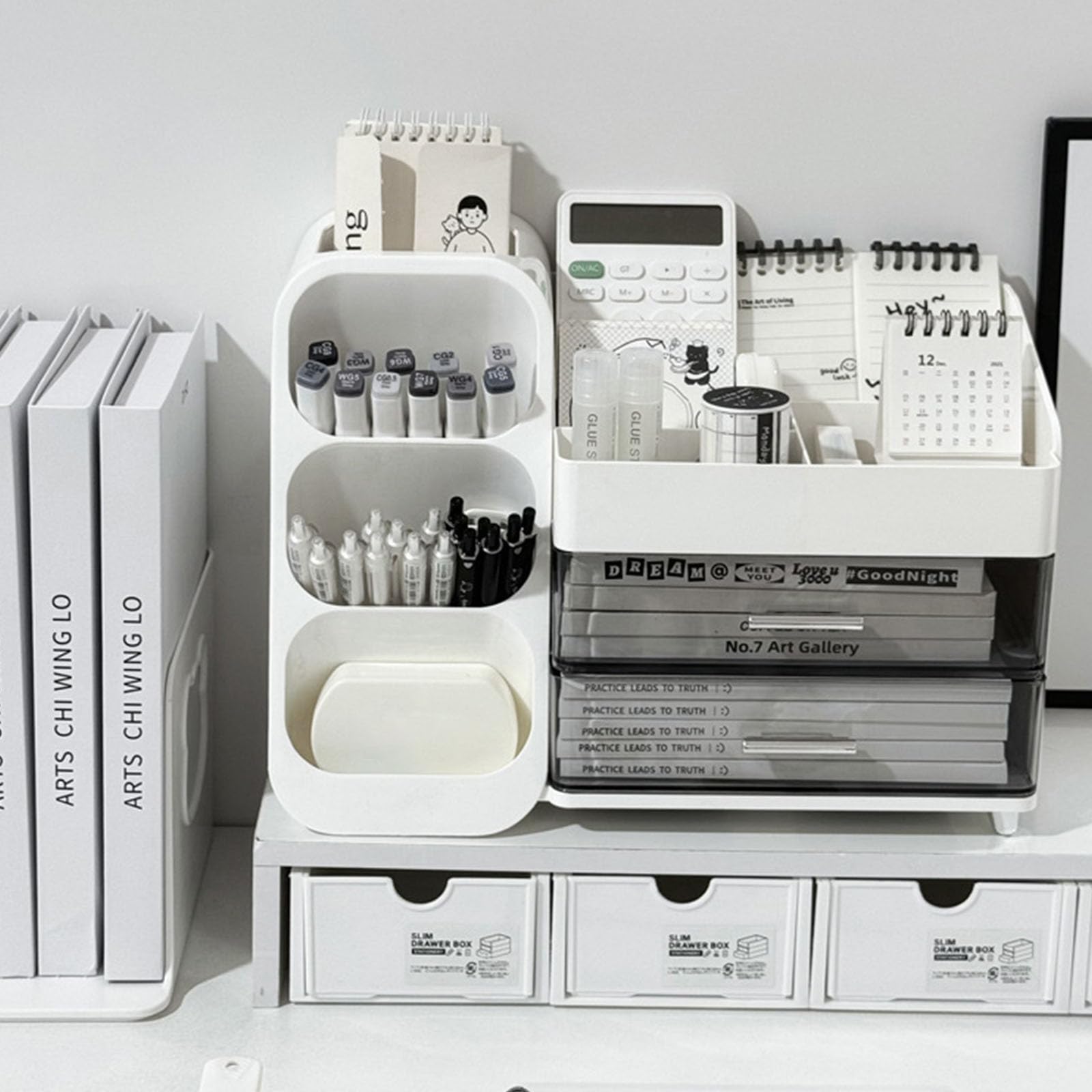 Scatola portaoggetti multiuso da scrivania, organizer per cassetti, per accessori cosmetici e cura della pelle, trasparente