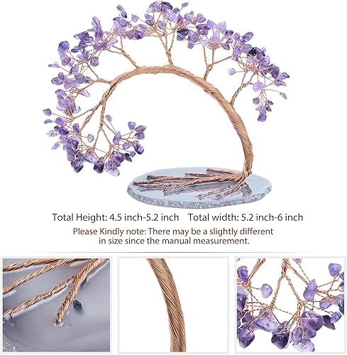 Miniatura 3 de Rockcloud Paquete de 2 decoraciones de cristal de amatista natural para escritorio de oficina en casa, geoda de racimo de cristal y árbol de dinero