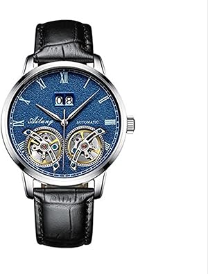 WhatsWatch Double Skeleton tourbillon Luxury Fashion Brand Men tourbillon Automatic Mechanical Watch Men Sports Simulation Light White Shell Blue face -289