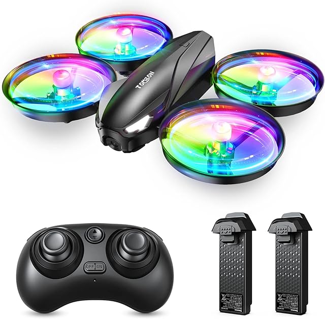 Drone for Kids, Tomzon A31 Mini RC Drone Toy with 7 Colors LED Lights, 3 Speeds Adjustable, 3D Flips, Kids Drones for Beginners Boys Girls Birthday Gifts, Headless Mode, Altitude Hold, 2 Batteries