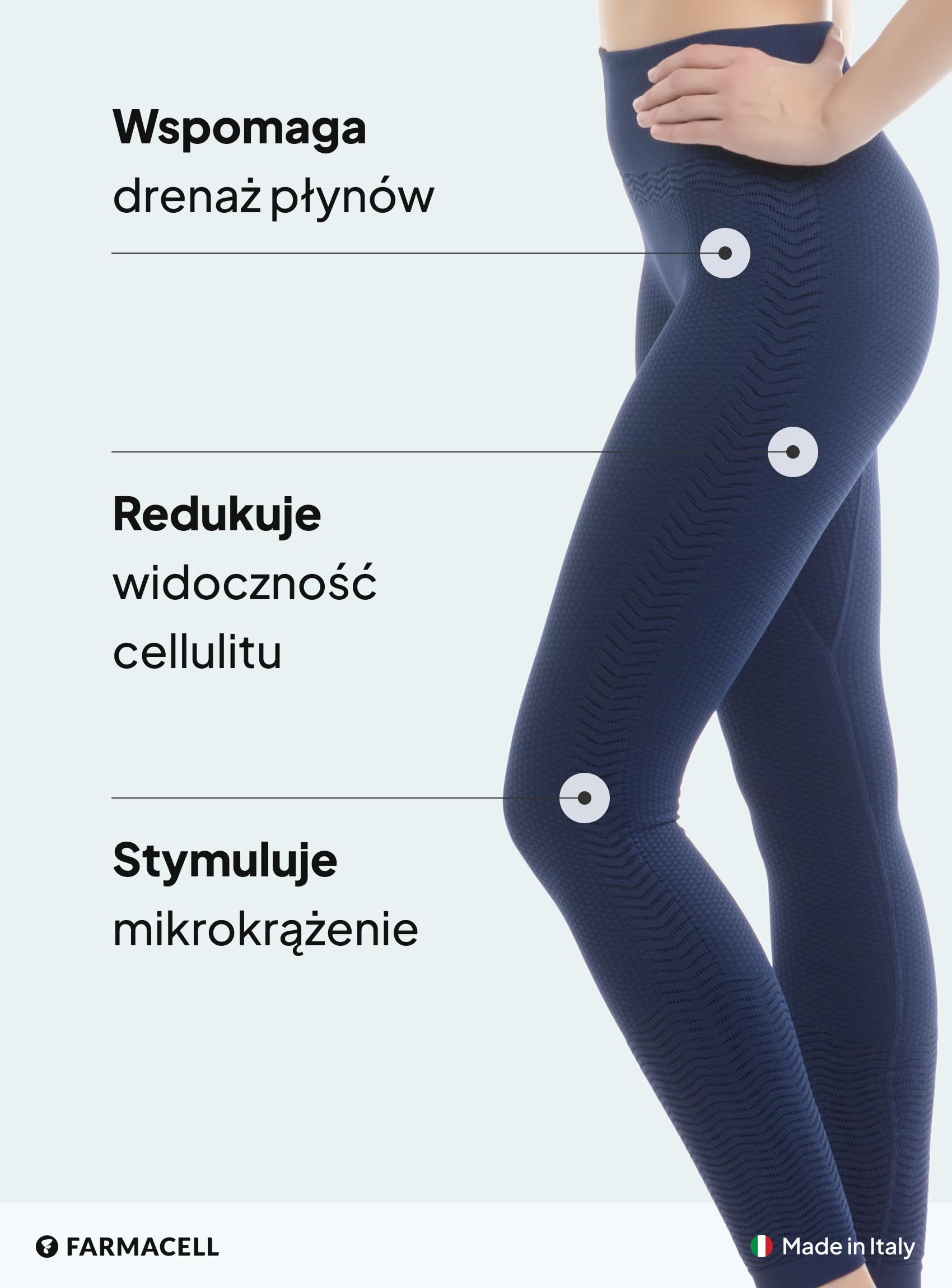 Farmacell Legginsy Damskie Antycellulitowe 3D, Efektem FIR, Made in Italy, 1109