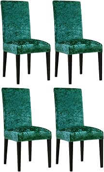 4 l  Kadife Sandalye K l f  Stre  Yumu ak Dokulu Y kanabilir Salon ve Mutfak Sandalye  rt s  Ye il
