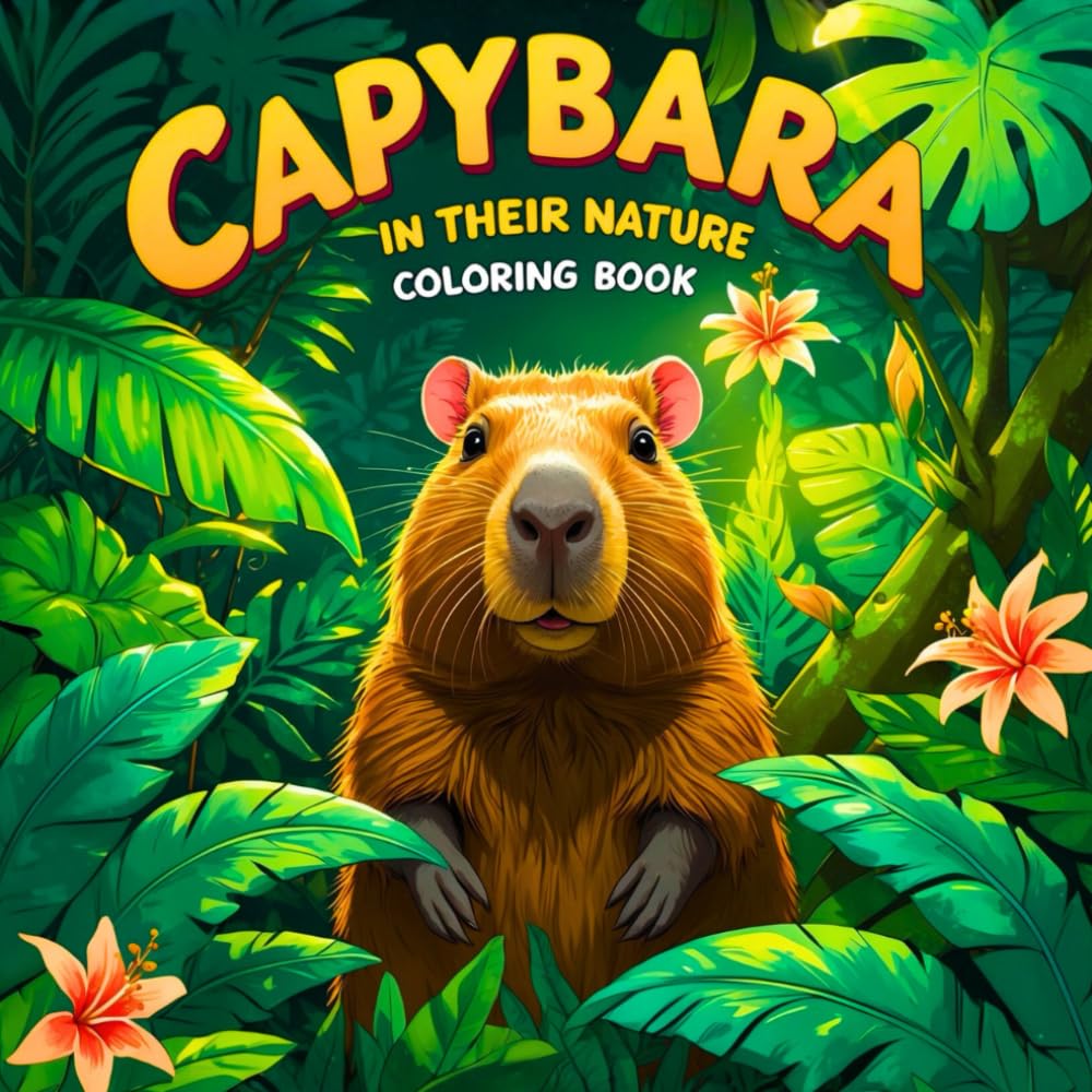Capybara In Their Nature Coloring Book: 50 Pages Easy Bold Colouring and Fun Capys For Kids & Adults (Capy Visiting The world)