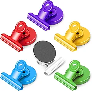 Grtard 6pack Magnetic Clips Heavy Duty, Magnet Clips for Fridge, Refrigerator Magnets, Strong Magnetic Clip,Scratch Free Magnets with Clip for Refrigerator, Whiteboard, Classroom, Locker(Colorful)