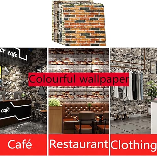 Miniatura 3 de 10 paneles de pared 3D de espuma para despegar y pegar papel tapiz de ladrillo 3D 10 azulejos de espuma de polietileno de 0197in de grosor 138 x 15