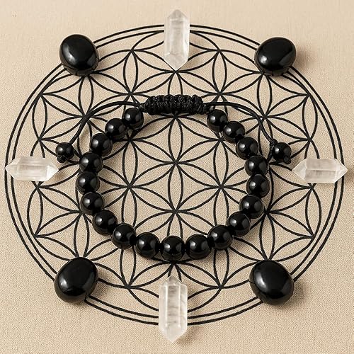 Vista 21 de Adjustable Crystal Bracelet – Gemstone Bead Bracelet with Adjustable Macrame String – Chic Gemstone Bracelet for Men and Women – 8mm Round Healing