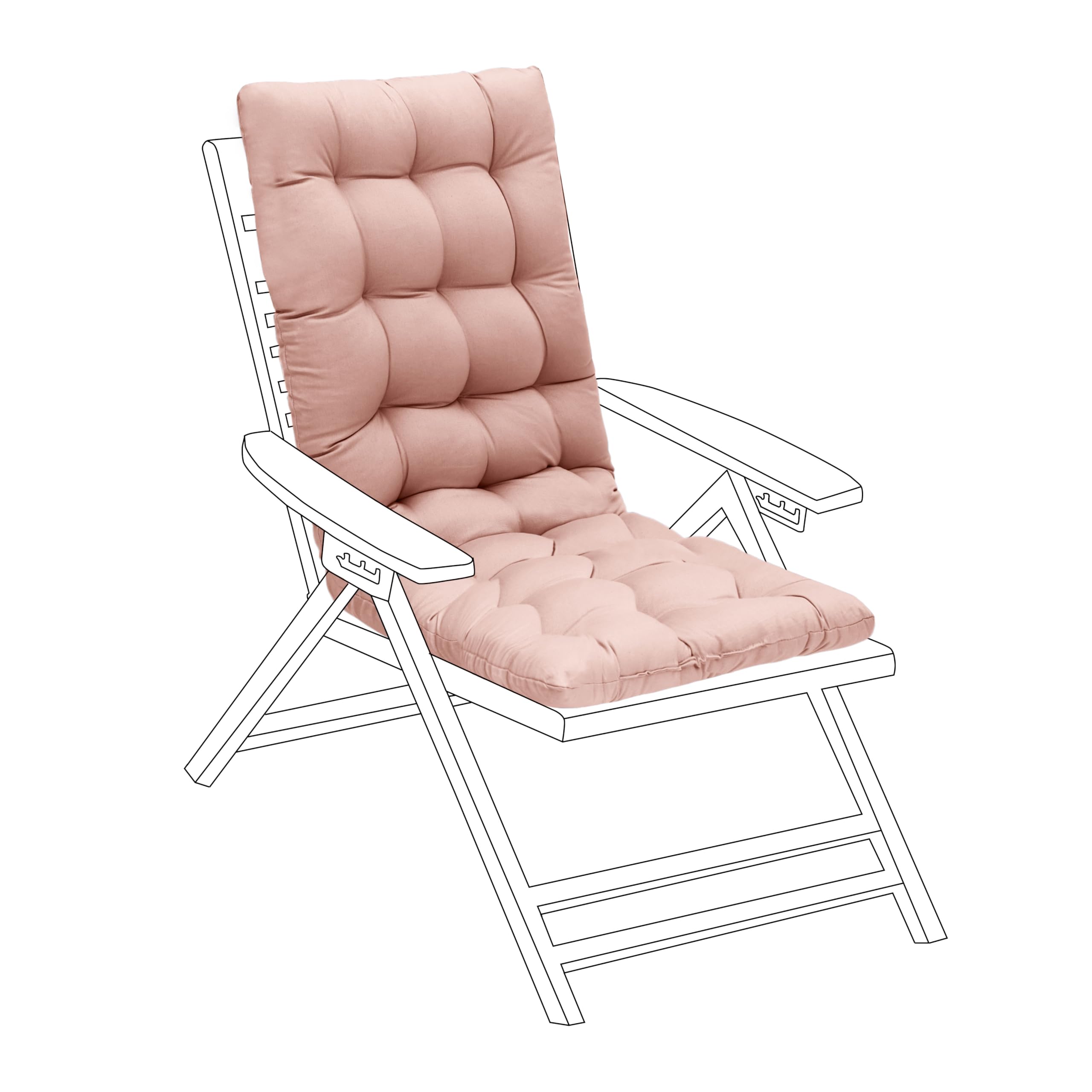 Gardenista Outdoor High Back Chair Cushion | Water Resistant Garden Chair Cushion with Back | Thick Large Lightweight Patio Seat Pads | Soft And Comfortable Cotton Lounger Chair Pad (Rose Smoke)