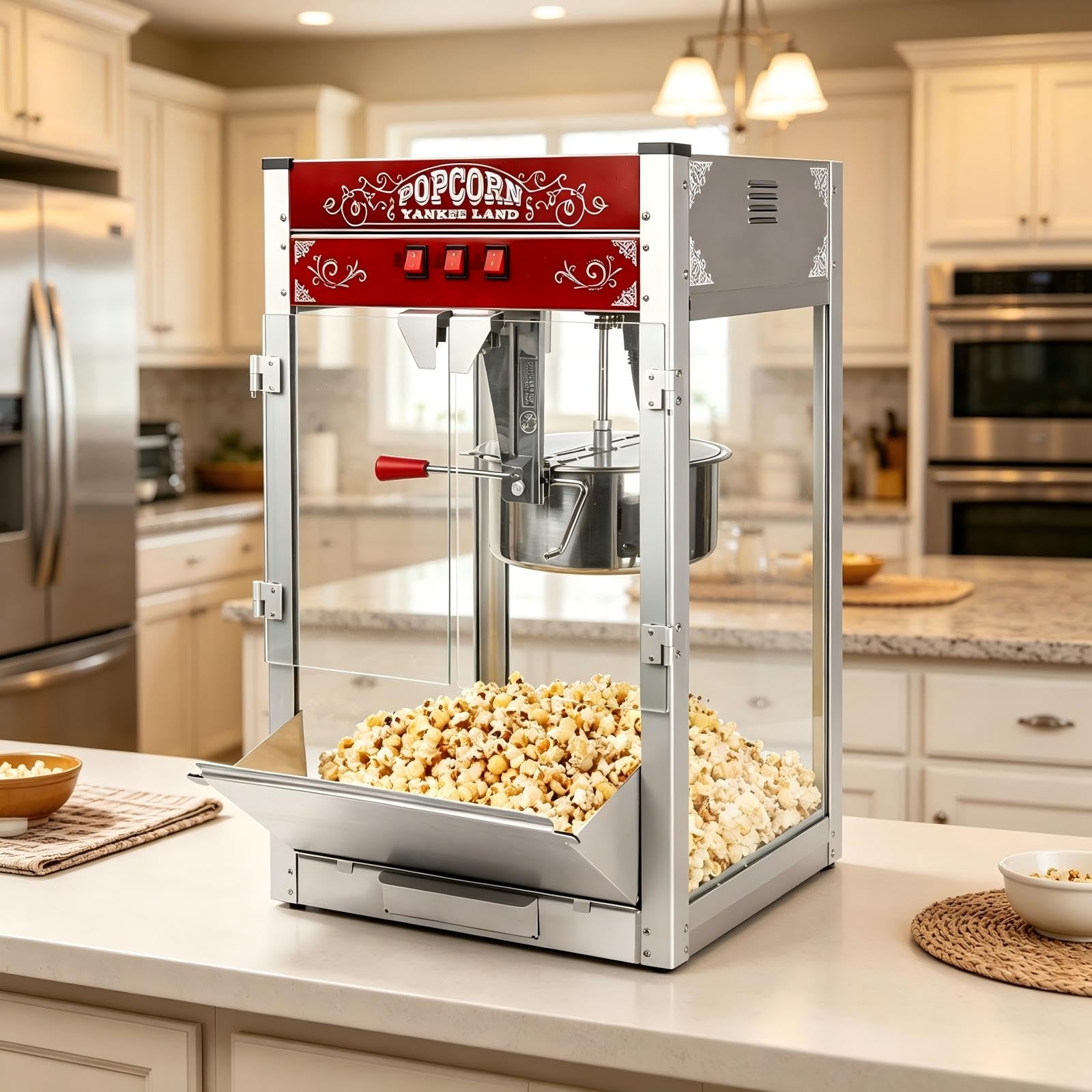 Commercial Popcorn Machine With 20 OZ Kettle, Tabletop Style, Red