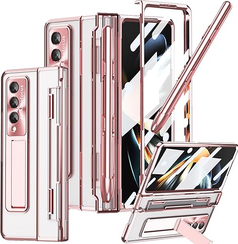Miniatura 14 de Funda transparente para Samsung Galaxy Z Fold 5 con S Pen y soporte para bolígrafo, diseño de una sola pieza Z Fold 5, funda para teléfono