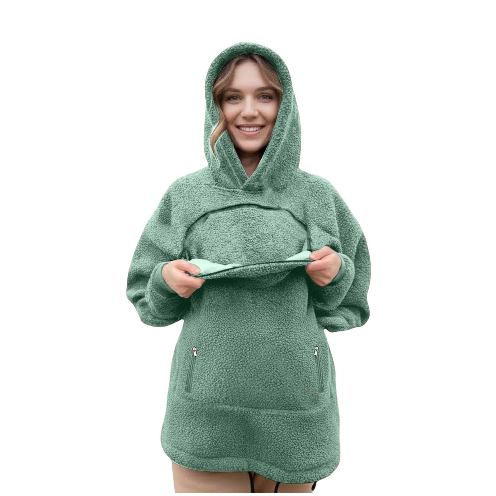 Sudadera con Capucha para Mujer,Bolsillo para Transportar Mascota Pequeñas