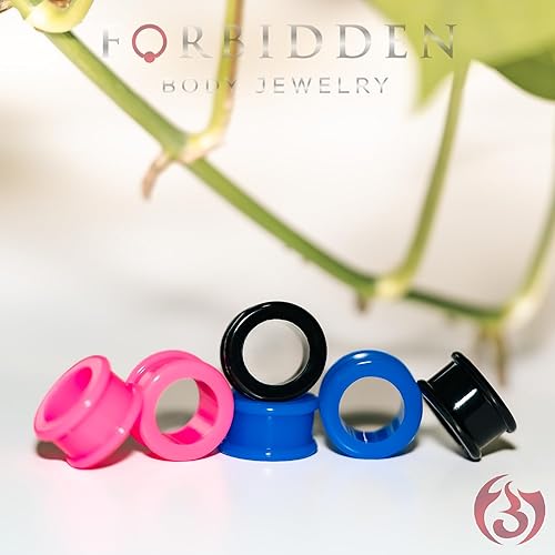 Miniatura 3 de Forbidden Body Jewelry Juego de aretes de silicona ultra suaves y cómodos de 916 pulgadas, 0.551 in, planos, de doble acampanado