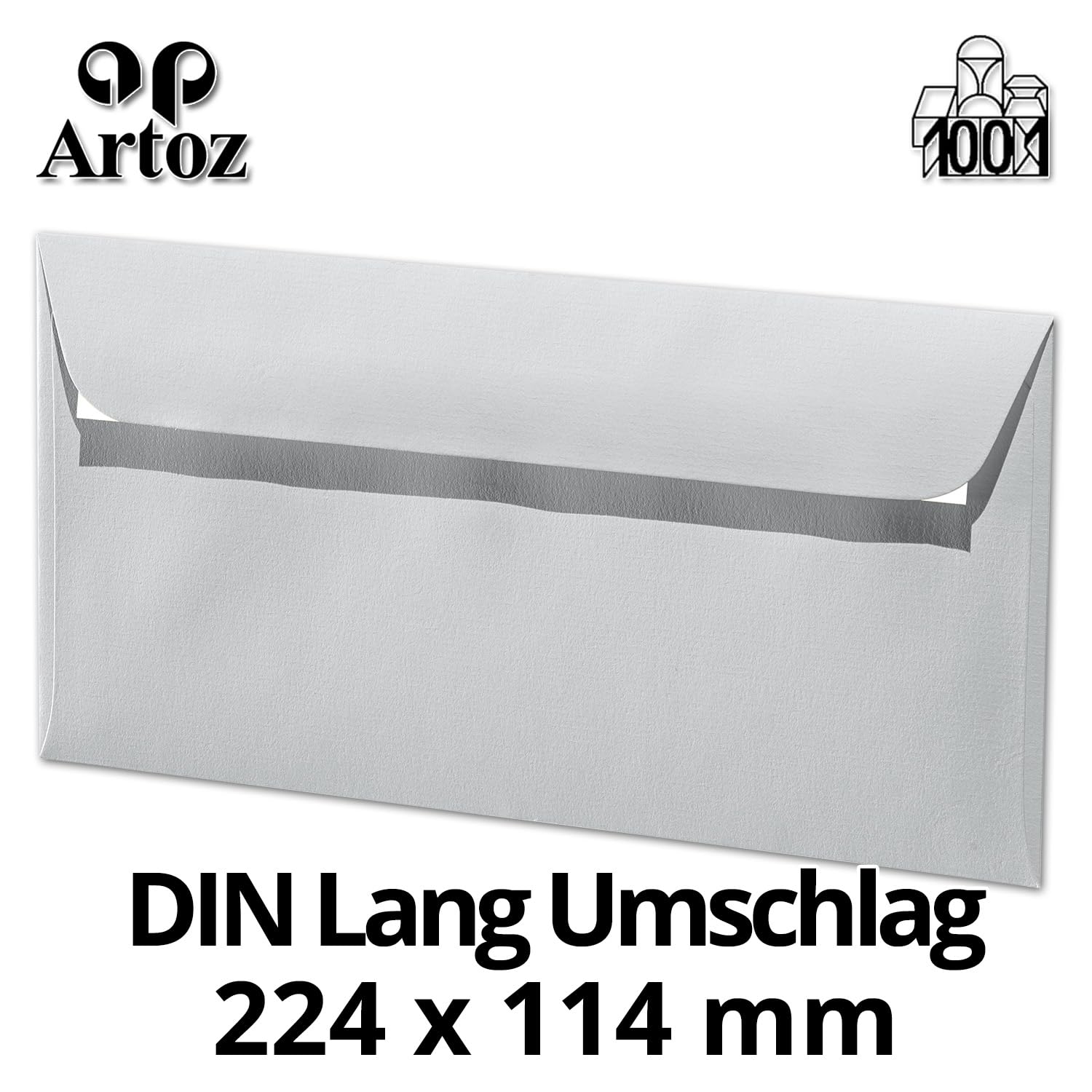 ARTOZ 150x Briefumschläge DIN Lang Licht-Grau 100 g/m² selbstklebend - DL 224x114 mm - Kuvert ohne Fenster - Umschläge mit Haftklebung Abziehstreifen