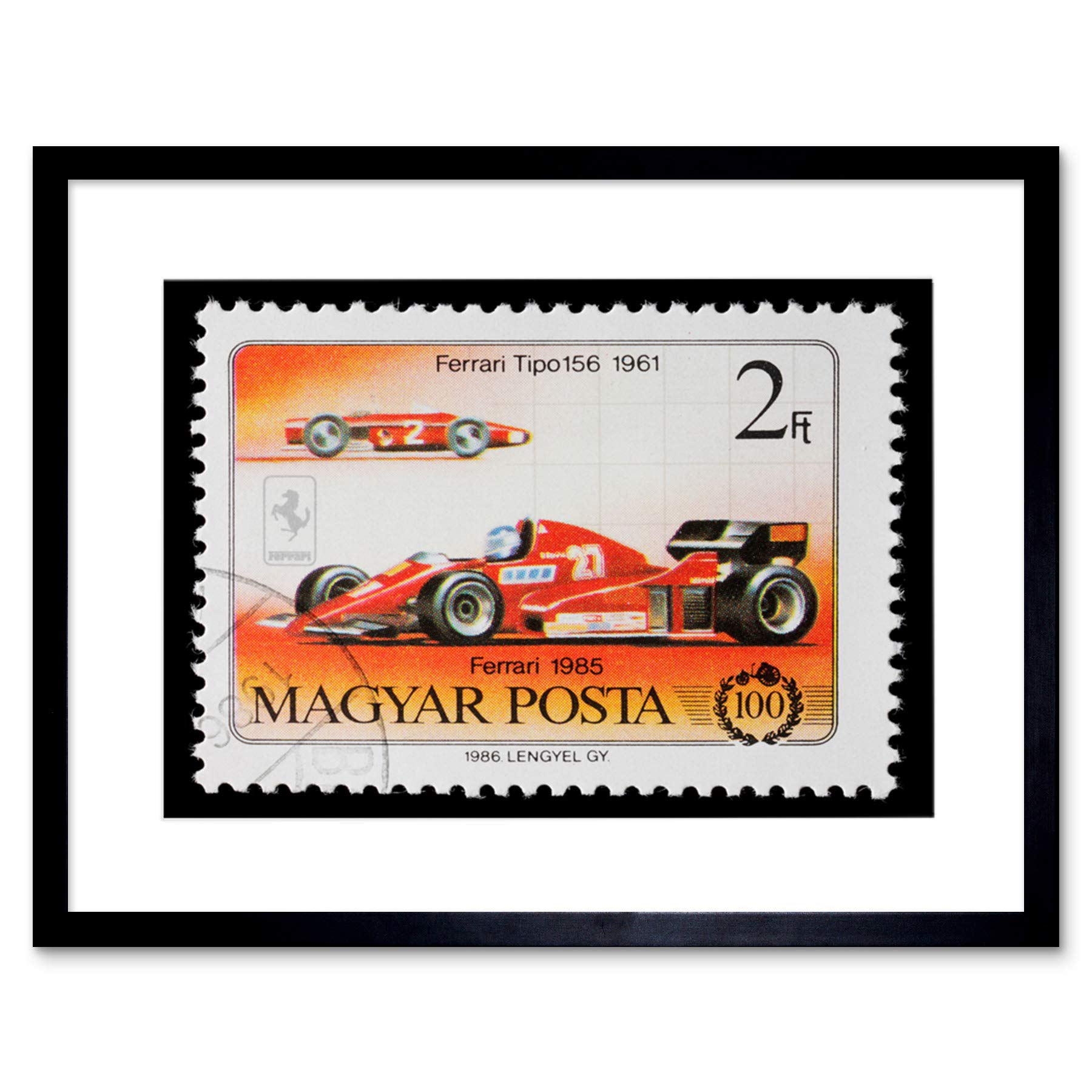 Wee Blue Coo Ferrari Postage Hungarian Stamp 1986 Philately Framed Wall Art Print