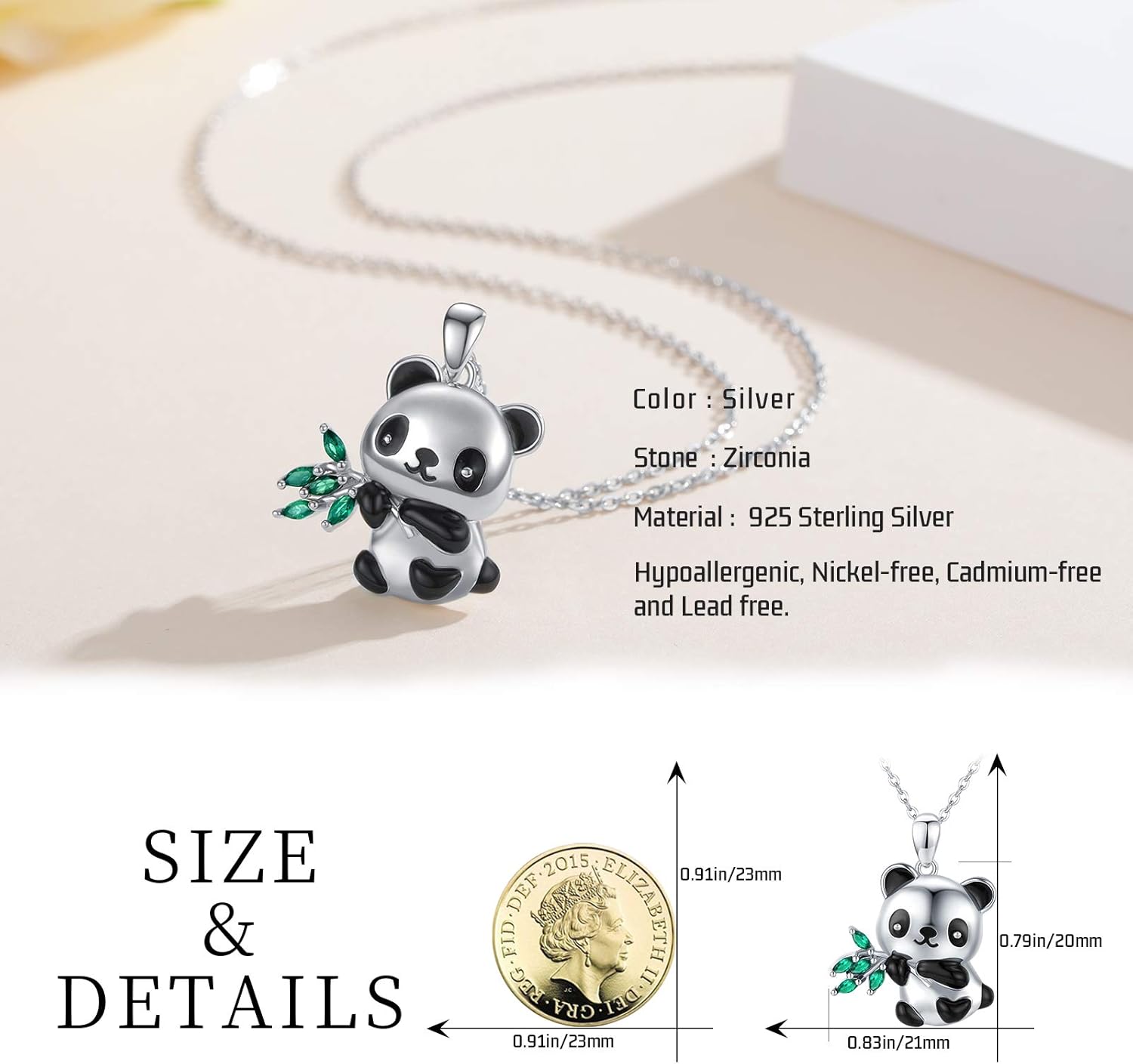 CHENGHONG Collana In Argento 925 Con Ciondolo Animale - Giraffa Con Nodo Celtico E Zirconi AAA - 4