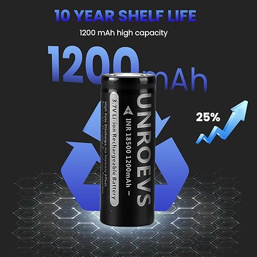 Miniatura 5 de 18500 baterías, batería solar de 3.7 V 1200 mAh, batería recargable de iones de litio 18500 para luces solares al aire libre, luces solares de