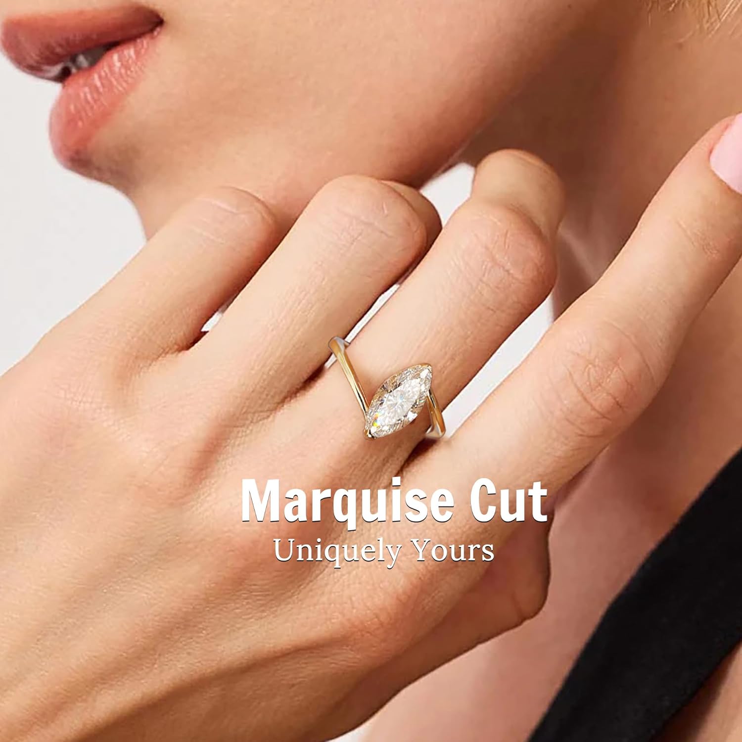 2CT Engagement Ring for Women Marquise Cut 925 Sterling Silver AAAAA Cubic Zirconia CZ Wedding Band Promise Ring For Women Solitaire Simulated Diamond Silver/Gold Size 5-10 - Image 2