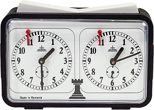 Sterling Games Analog Chess Clock, Professional Mechanical Chess Timer with Extra Large Display, Wind-Up Timer with No Batteries Needed, Black