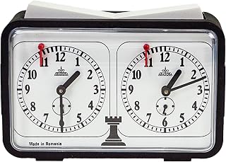 Sterling Games Analog Chess Clock, Professional Mechanical Chess Timer with Extra Large Display, Wind-Up Timer with No Batteries Needed, Black